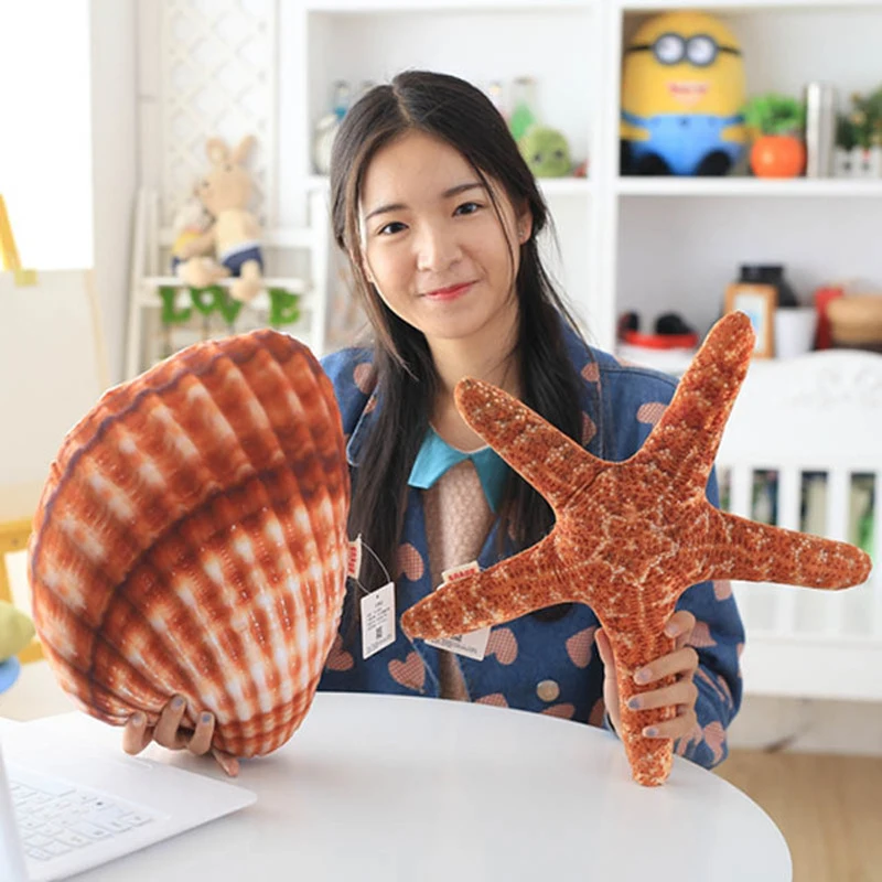 Sea Shell Starfish Conch Soft Stuffed Cushions Sleep Pillows Home Decor Sofa Bed Cushion SeaShell Kids Plush Toys Gift coussin