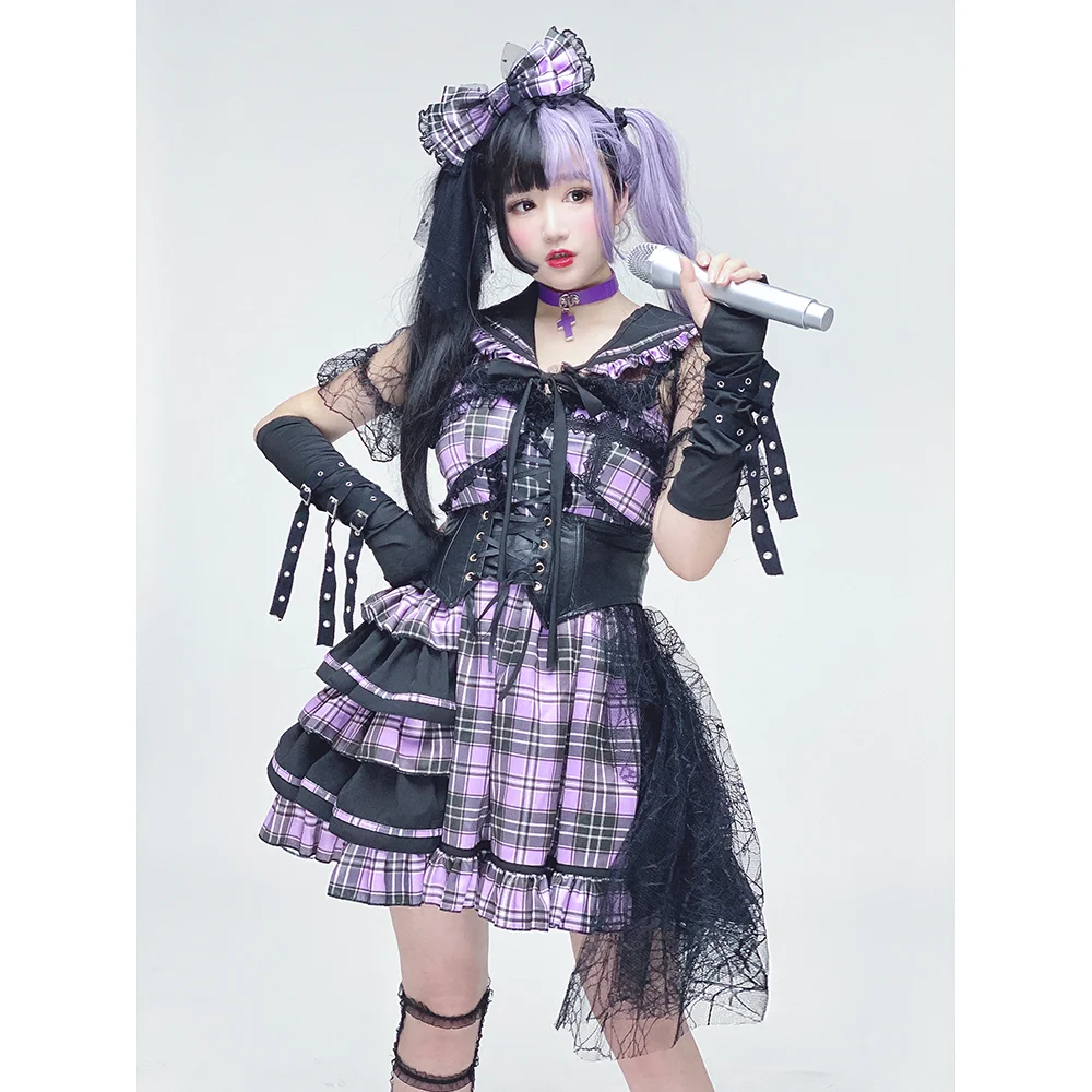 Gothic Sweet lolita dress retro lace bowknot jk uniform college style victorian dress kawaii girl gothic lolita cos loli