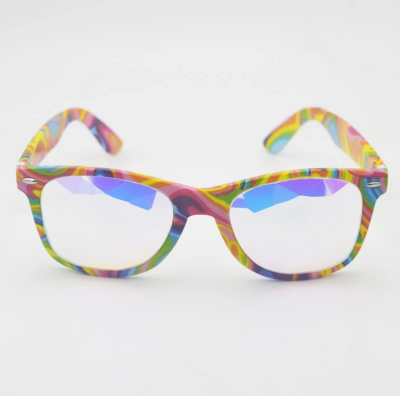 

Multicolor Frame Kaleidoscope Glasses Real Glass Lens