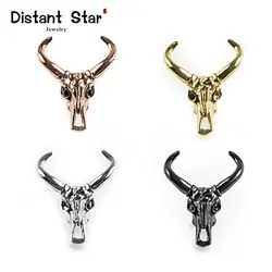 22*17mm Cow Head New High Quality Brass Cubic Zirconia Diy Men's Beads Bracelet Jewelry Making Accessories Connector Finding