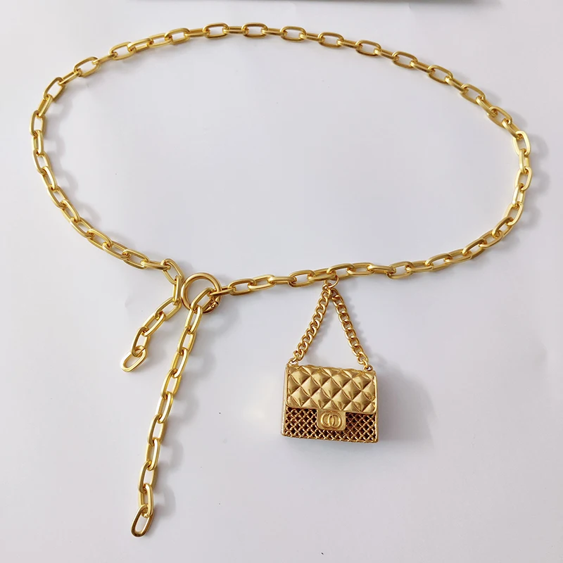 Luxury Designer Chain Belt For Women Mini Waist Gold Metal Bag Hollowed Out Bag Waistband Tassel Body Jewelry Accessories