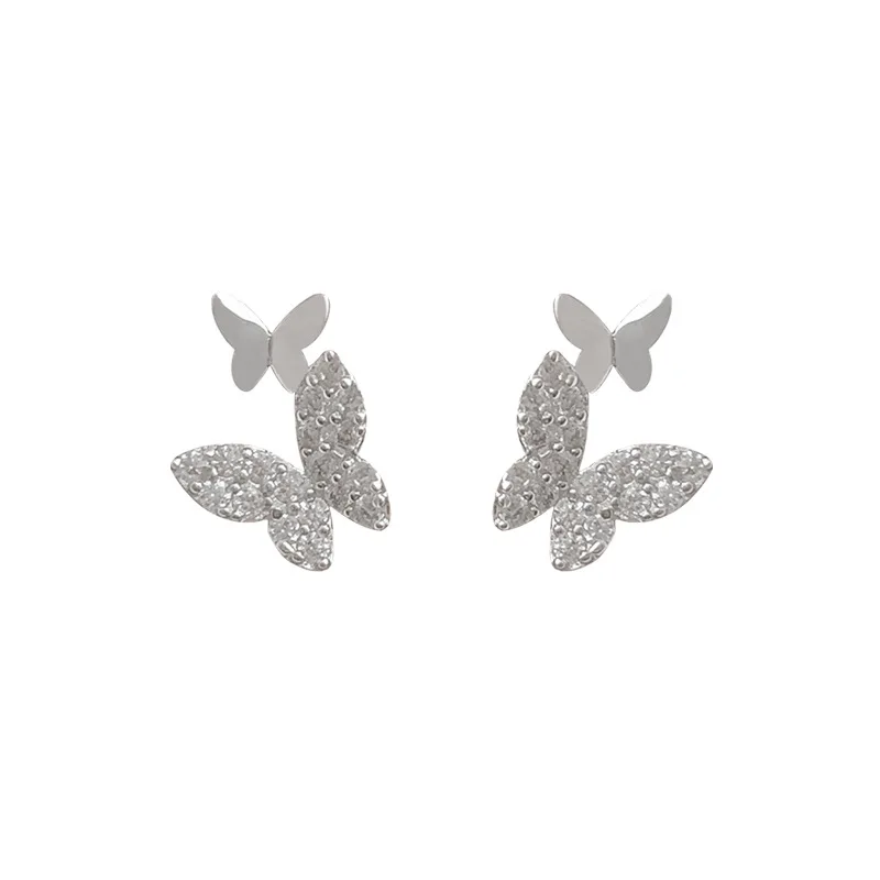 The lovely 925 Sterling Silver Butterfly Earrings With Bejewelled Zircon Women\'s Fashion Jewelry And Korean Earrings Party Gifts