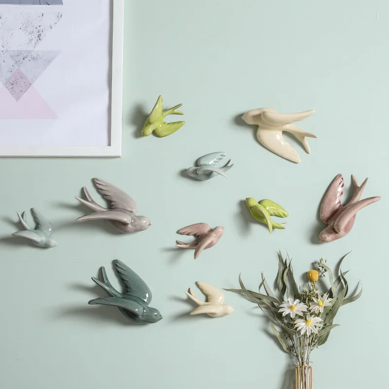 1pc Home Wall Decoration Accessories 3D Birds Shape Design Wall Decor Hanging Ornament Crafts Pendant Decoracion Hogar Moderno