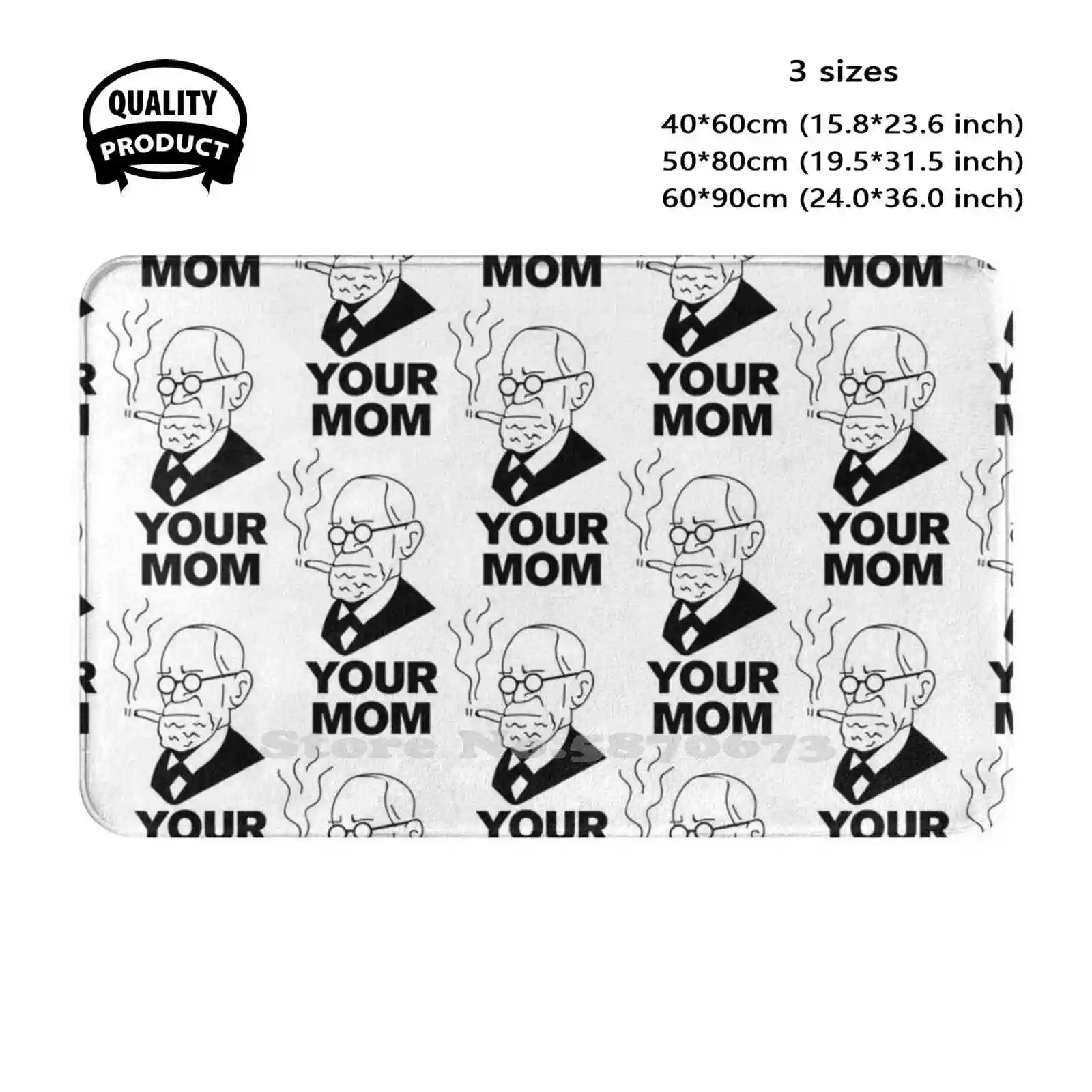 Sf Soft Cushion Home Carpet Door Mat Car Rug Your Mom Meme Sigmund Freud Black And White Pop Art Psychiatry Reyrey Glasses