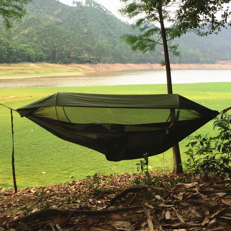 1-2 Person Portable Outdoor Camping Hammock with high qualit Mosquito High Strength Parachute Fabric Hanging Bed Hunting Swing