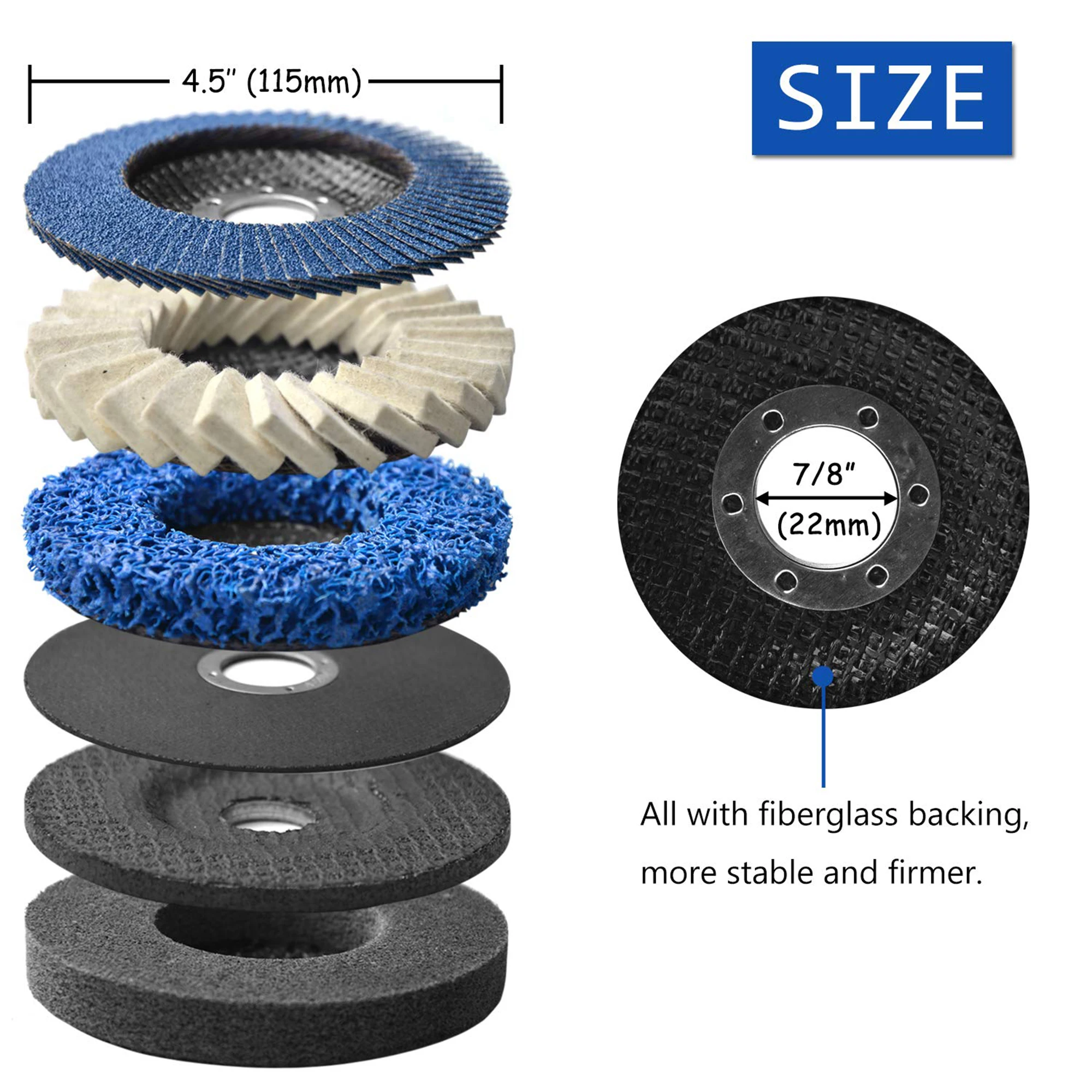 14PCS 4.5 Inch x 7/8 inch Flap Discs & Grinding Polishing Wheels Kit for Grinder, Angle Grinder Cutting and Grinding Wheels