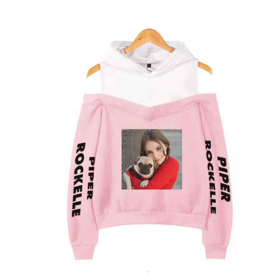 

Piper Rockelle Merch Women Hoodie Sweatshirt Streetwear Hip Hop Long Sleeve Sexy Off Shoulder Fleece Hooded Jacket Outerwear