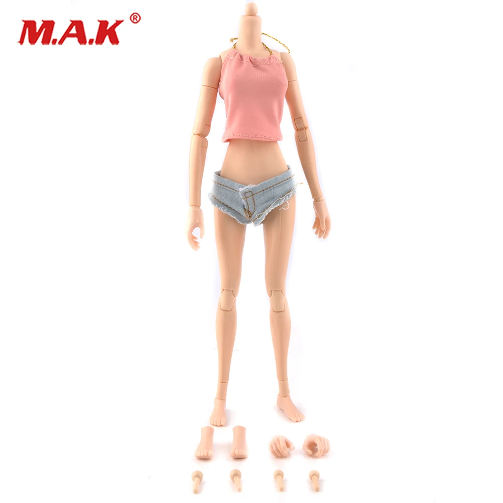 

1:6 scale female girl body middle breast flexible body fish sitting nude action figure collectible doll toys for KUMIK head