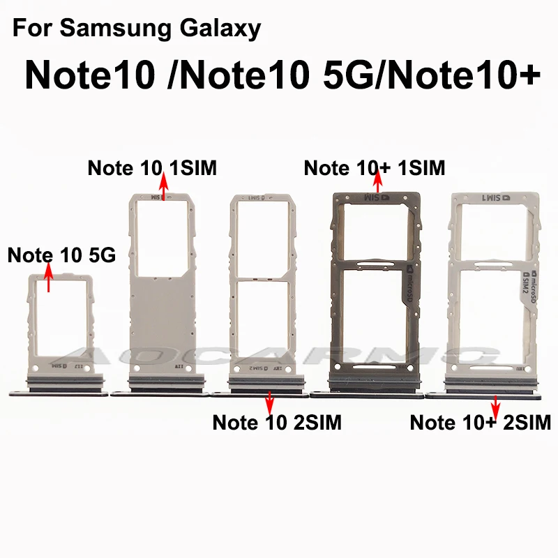 Aocarmo Single Dual SIM Card For Samsung Galaxy Note 10 Plus 10+ Metal Plastic MicroSD SimTray Slot Holder Replacement Parts