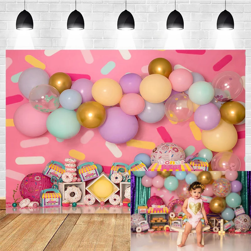 Mocsicka Children Birthday Cake Smash Backdrop Photocall Rainbow Balloons Newborn Portrait Background Photography Photo Studio