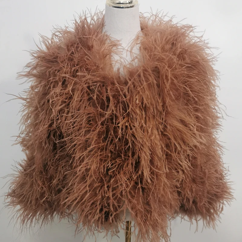 Winter Ostrich feathe Jacket Feather Coat Casual Long-sleeved Australia Imported feathe Jacket Ladies Nightclub Coat