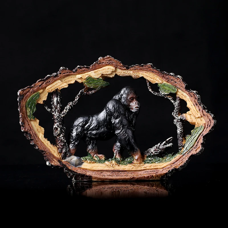 3D Cutout Cheetah Miniature Fox Handmade Resin Gorilla Figure Hippo Predator Animal Kingdom Decor Art and Craft Ornament Trinket