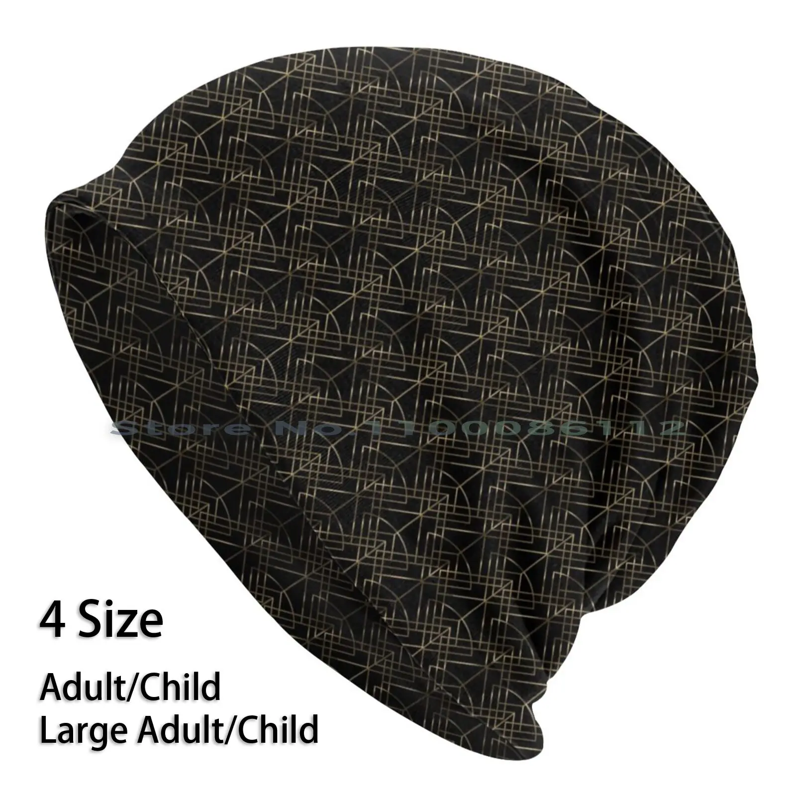 Art Deco Pattern-Gold Effect / Black Beanies Knit Hat Art Gold Jazz Age Jazz Lounge Prohibition Gatsby Brimless Knitted Hat