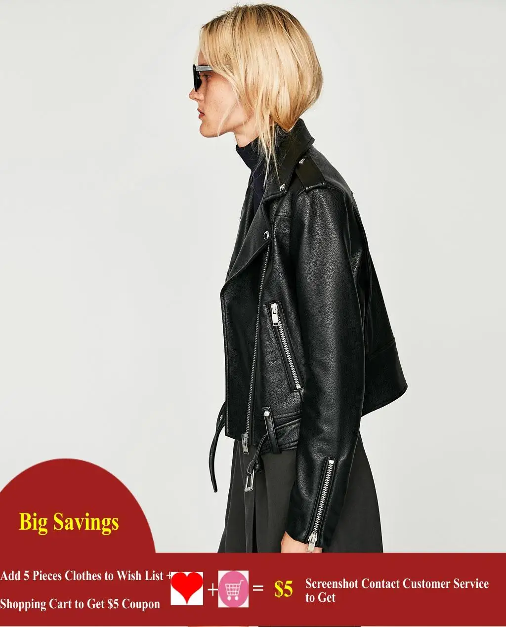 Faux Leather Jacket for Women Short Soft Pu Motorcycle Biker Jacket Autumn Black Slim Cool Streetwear Zipper Punk Coat Outwear