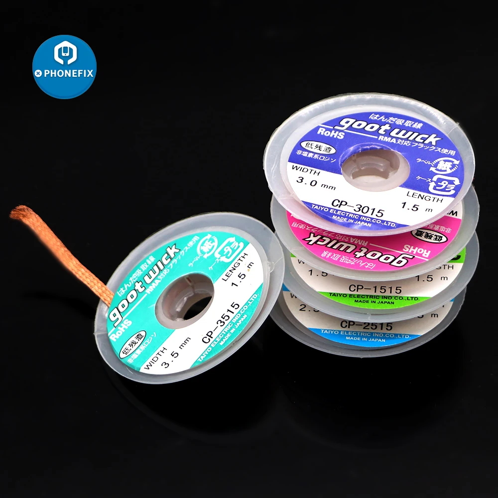 Desoldering trança removedor de solda wick 1.5-3.5mm 1.5m fio que suga a linha de absorção da lata para a ferramenta de reparo do telefone móvel