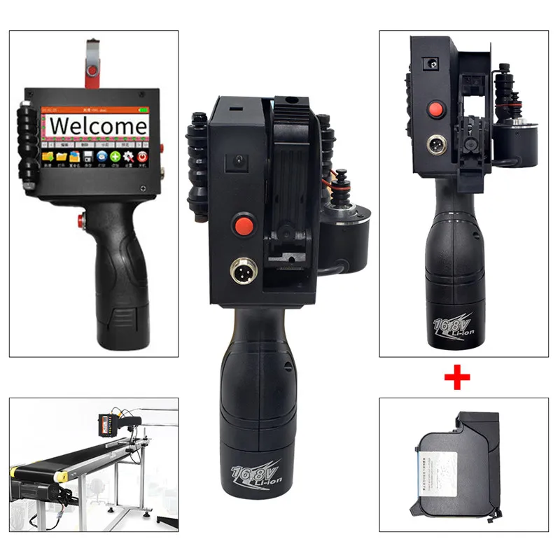 25.4mm Handheld Printer Mini Inkjet with  25 Languages & 300-600DPI Touch Screen for  Bar Batch Code Variable Date Number Logo