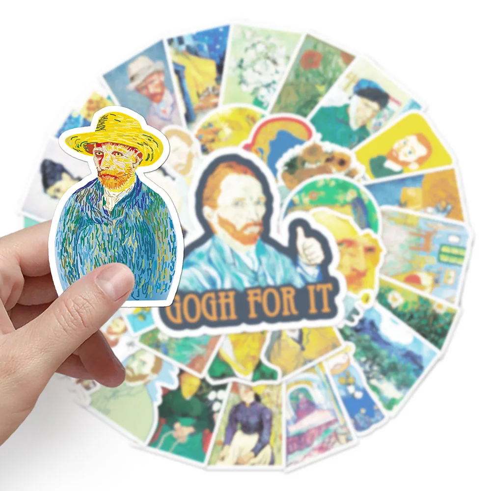 10/30/50PCS Van Gogh ภาพวาดศิลปะสติกเกอร์ความงามแล็ปท็อปขวดน้ำกันน้ำ Graffiti Decal ชุดสติกเกอร์ของเล่นเด็ก