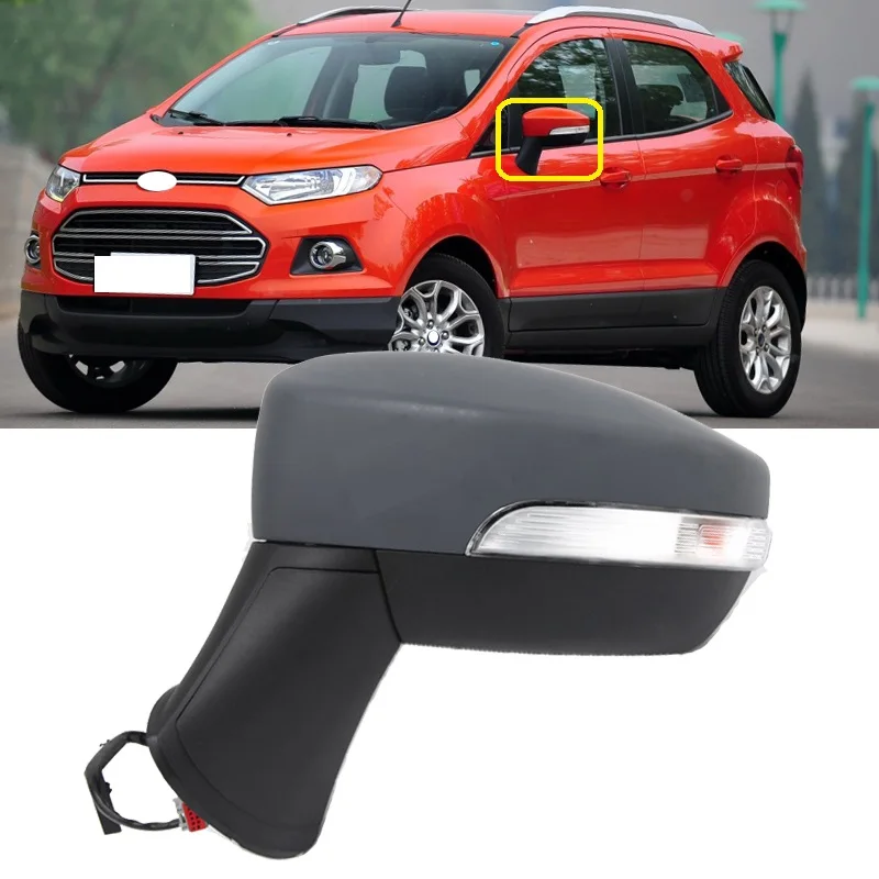 Roavia 5Wire Side Mirror For Ford Ecosport 2013 2014 2015 2016 2017 Outside Rear View Rearview Mirror With LED Turn Light