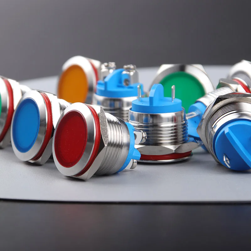 19มม.ไฟสัญญาณ Light Prompt Light 3v5v6v12v24v220สีแดงสีเหลืองสีเขียวสีฟ้าสีขาว LED
