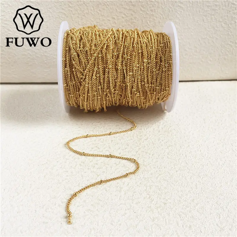 FUWO Wholesale Women's Satellite Chain With Gold Color Plated Anti Tarnish Brass Necklace For Jewelry Making 1.5-2.5mm NC008