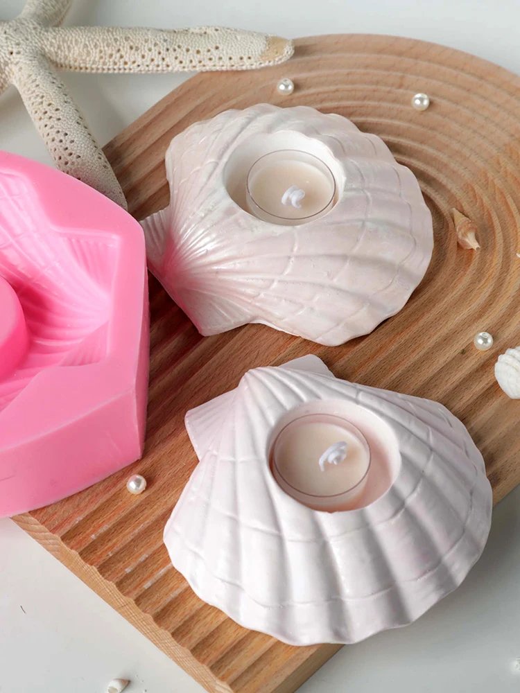 Shell Shape DIY Silicone Candle Mold Soap Form Candle Holder Mold Handmade Plaster Aroma Crafts Cake Decorating Tools