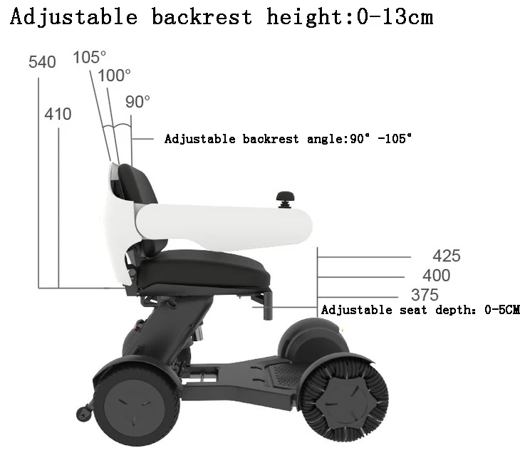 Fashion Electric Wheelchair Elderly Disabled Intelligent Automatic Portable Scooter Multi-function Folding Electric Wheelchair