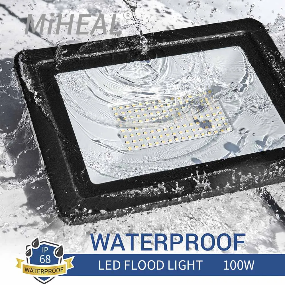 LED Flood Light AC 220V 240V 10W 20W 30W 50W 100W IP68 Waterproof Outdoor Garden Projector Lighting Spotlight Wall Flood Lights