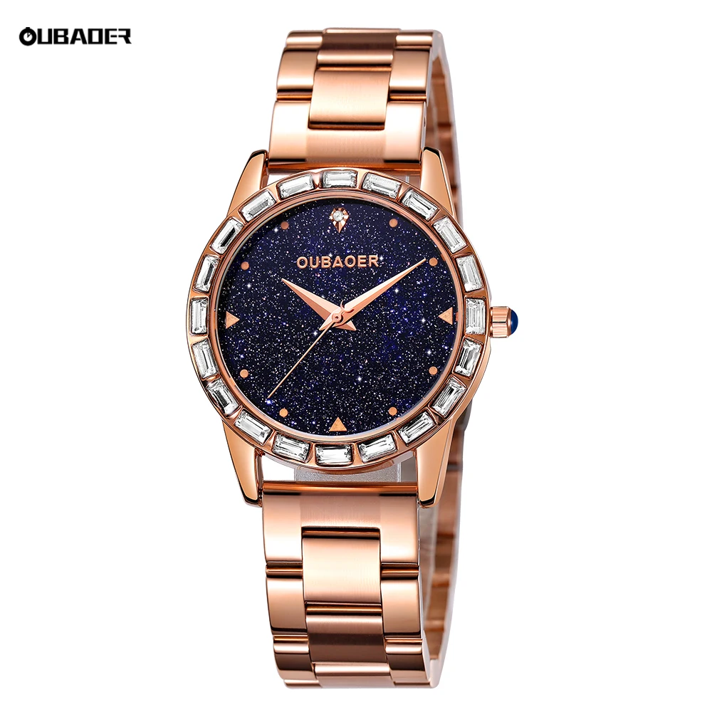 OUBAOER brand women's watches stainless steel starry sky dial waterproof fashion elegant quartz watch gift for women