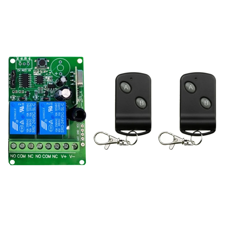 DC12V 2CH Channels 2CH RF Wireless Remote Control Switch System,315/433 MHz Transmitter and Receiver/Garage Doors/ lamp