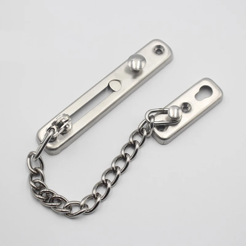 Door Chain Lock Stainless Steel Security Chain Guard Spring Anti Theft Press Heavy Duty Polished Latch Screw Guard Accessories