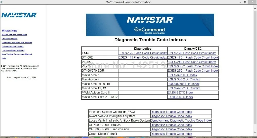 

International Truck ISIS - Navistar OnCommand Service Information 7-2014