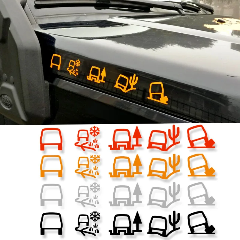 Car Sticker Hood Side and Rear Trunk Terrain Response Icons Graphics Decal for Land Rover Evoque Range Rover Sport Discovery