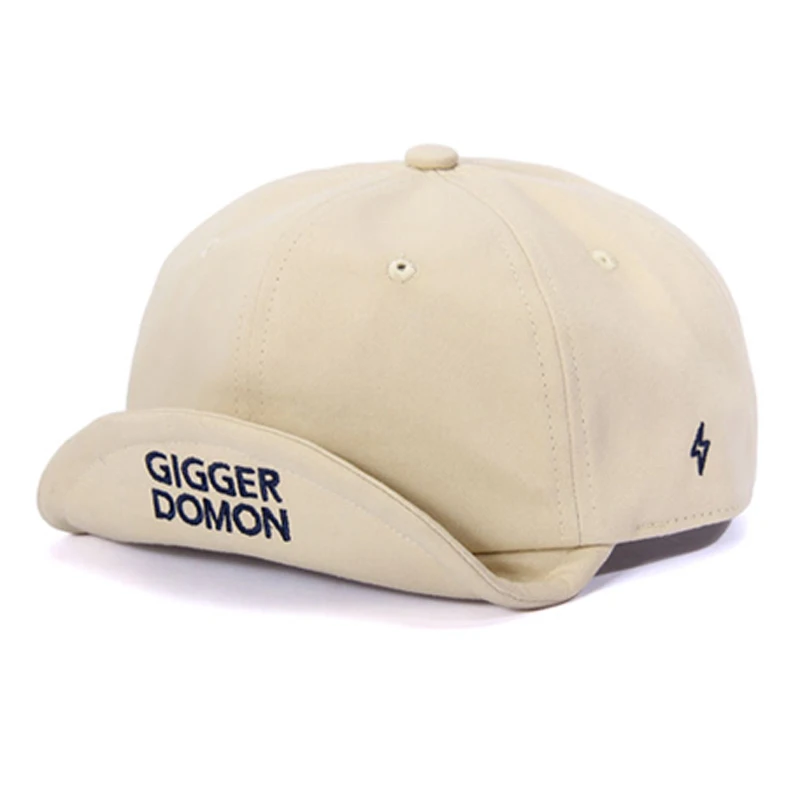 Japanese Fashion Brand Short-Brim Hat, Black /Khaki Retro-Style Caps, Personalized Tooling Short Visor Youth Peaked Cap