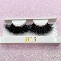 25MM Fluffy Wispy Long Thick Lashes 3D Mink Hair Soft False Eyelashes Wholesale Handmade Messy Real Mink Eye Lashes Makeup Tools