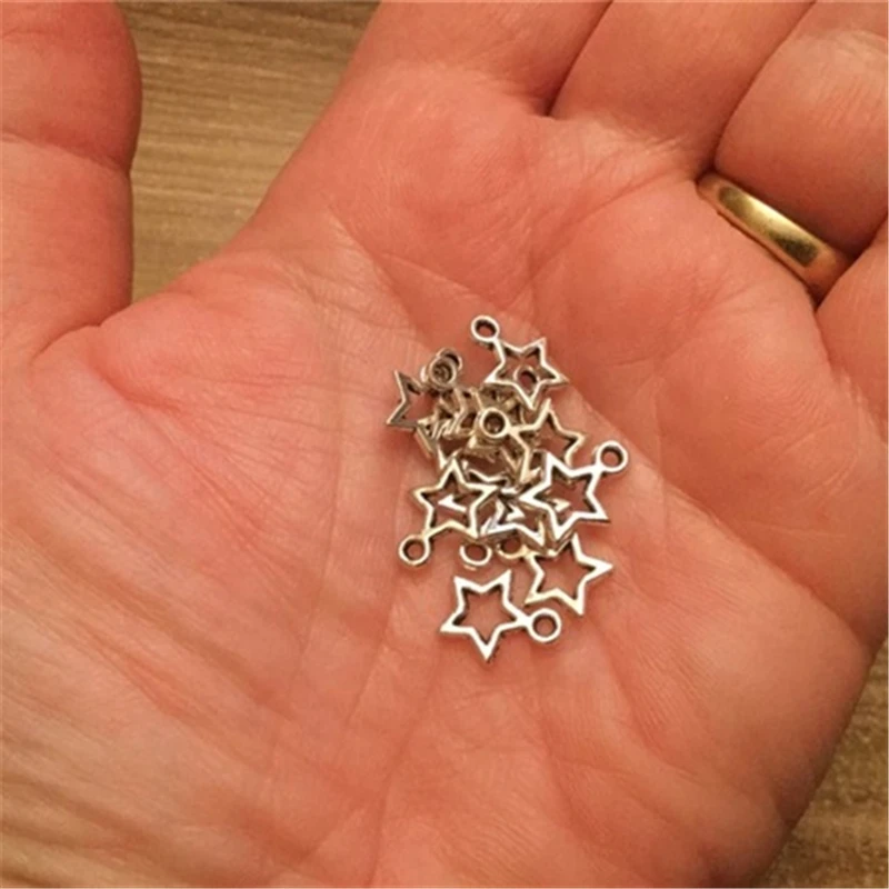 15X Small Star Charm, Christmas Star, Christmas Charms, Single Charm, Charms For Jewelry Making, 12x15mm