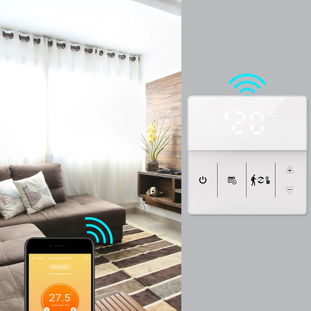 WIFI Touch Screen Thermostat 16A LCD Programmable Temperature Controller Floor Heating Thermostat App Control For Google Home