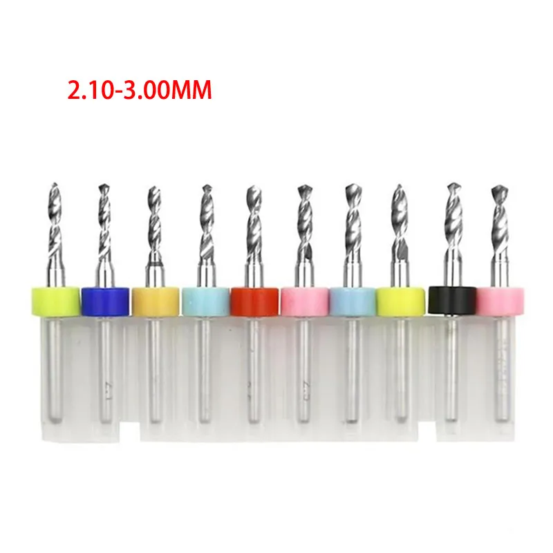 10pcs 0.1mm-3.0mm 3.175mm 1/8'' Tungsten Carbide PCB Drill Bits Print Circuit Board Mini CNC Drilling Bit Set Engraving Tools