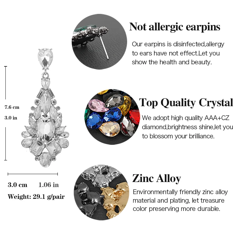 Veyofun Classic Luxury Crystal Dangle Earrings Wedding Long Drop Earrings Fashion Jewelry for Women New 2020