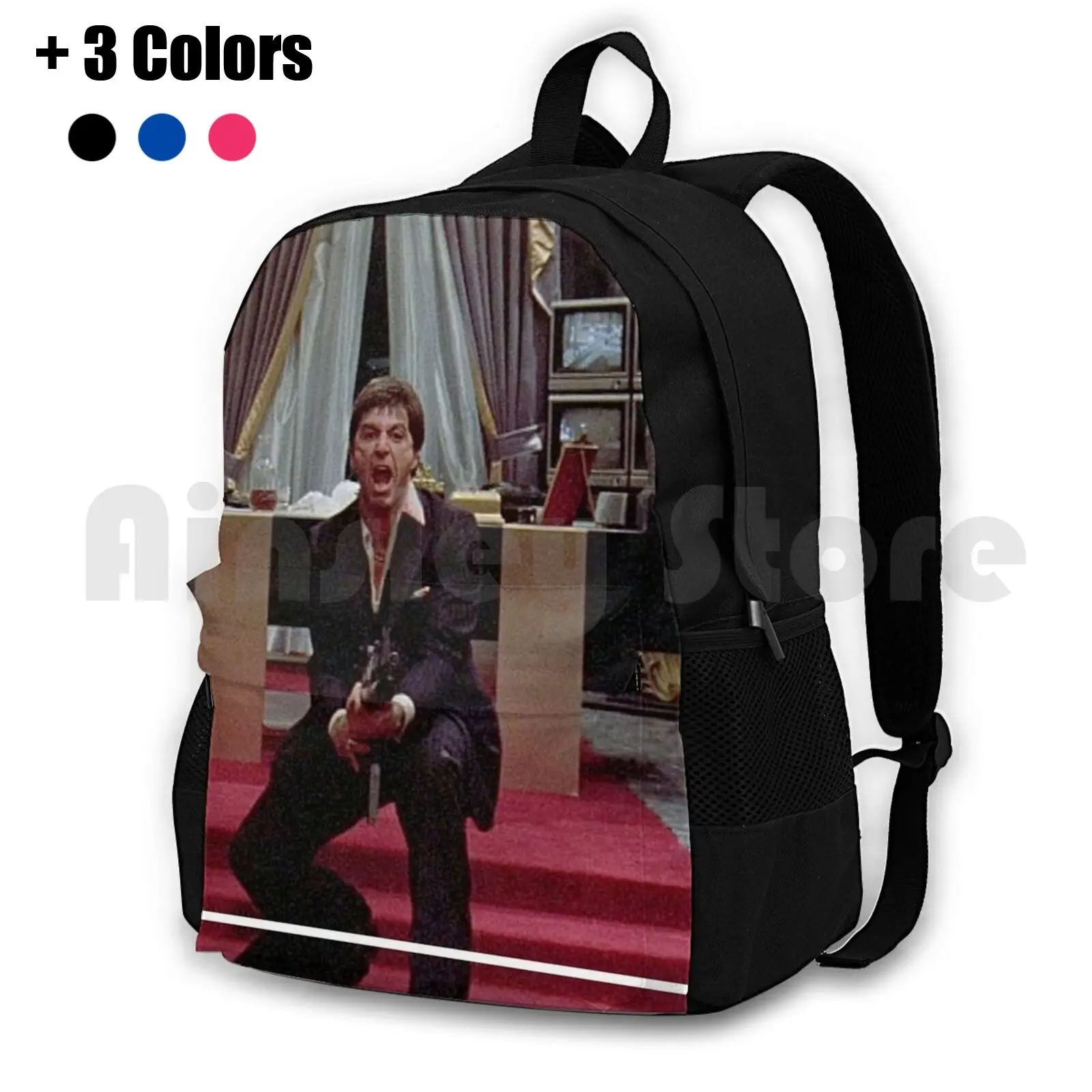 Scarface Little Friend Outdoor Hiking Backpack Waterproof Camping Travel Scarface Movies Classic The World Is Yours Guns