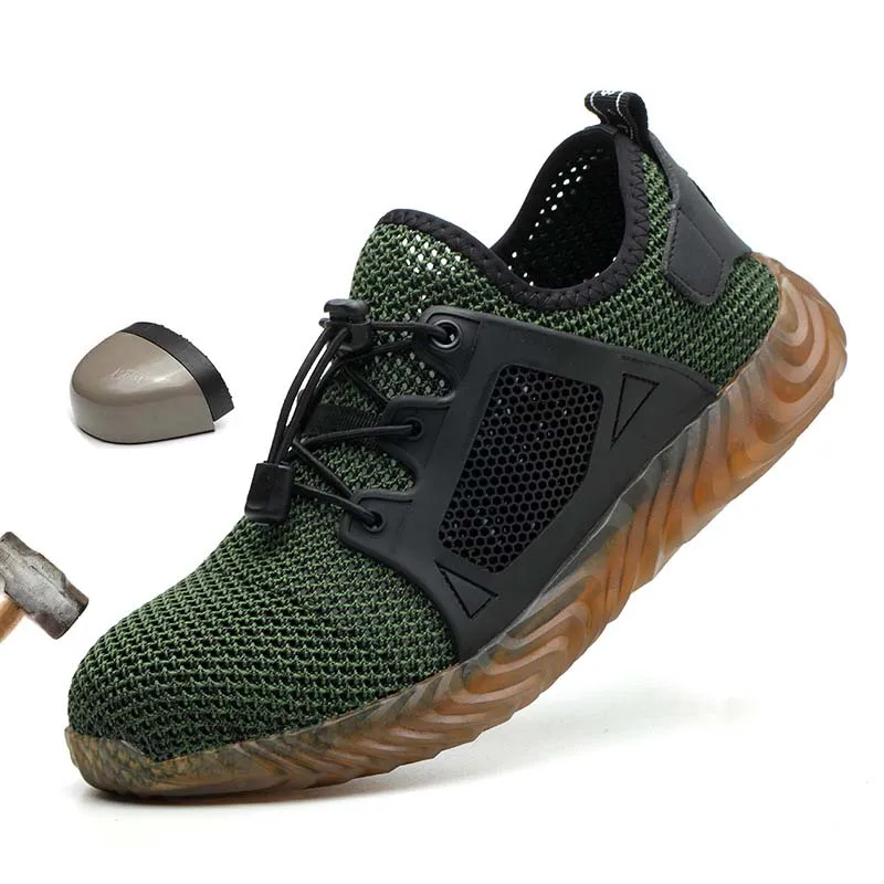 

Male Shoes Breathable Mesh Safety Shoes Men Light Sneaker Indestructible Steel Toe Soft Anti-piercing Work Boots Work Shoes