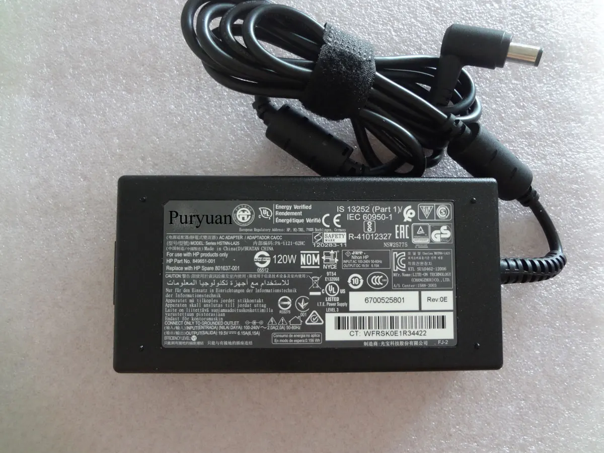 

NEW OEM Slim 19.5V 6.15A 120W 730982-003 849651-001 801637-001 AC Adapter for HP ProOne 400 G1 Laptop Original Puryuan Charger