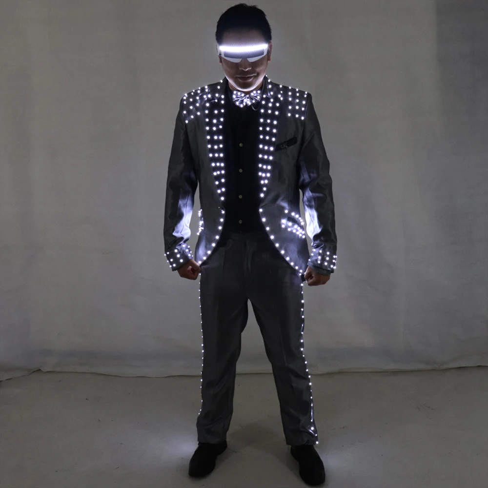 LED Host Suit, LED luminous Tuxedo For Wedding Ceremonies, Magician Costumes. Luminous Party Show Stage Costumes