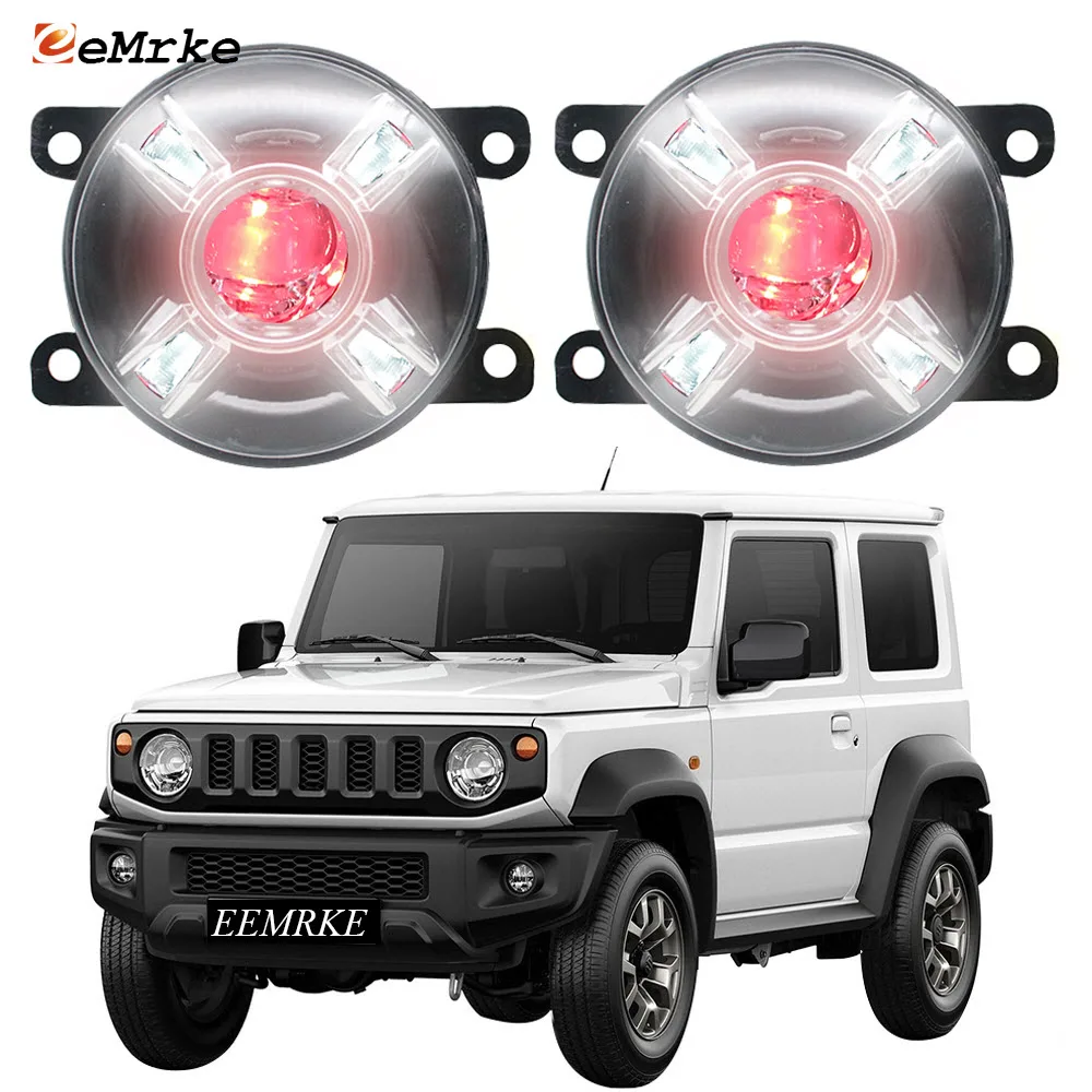 

2PCS Daytime Running Light 4 DRL/Red Demon Eyes Signal Lights LED Fog Lights Lamp for Suzuki Jimny JB64 JB74 2018 2019 2020 Jb43