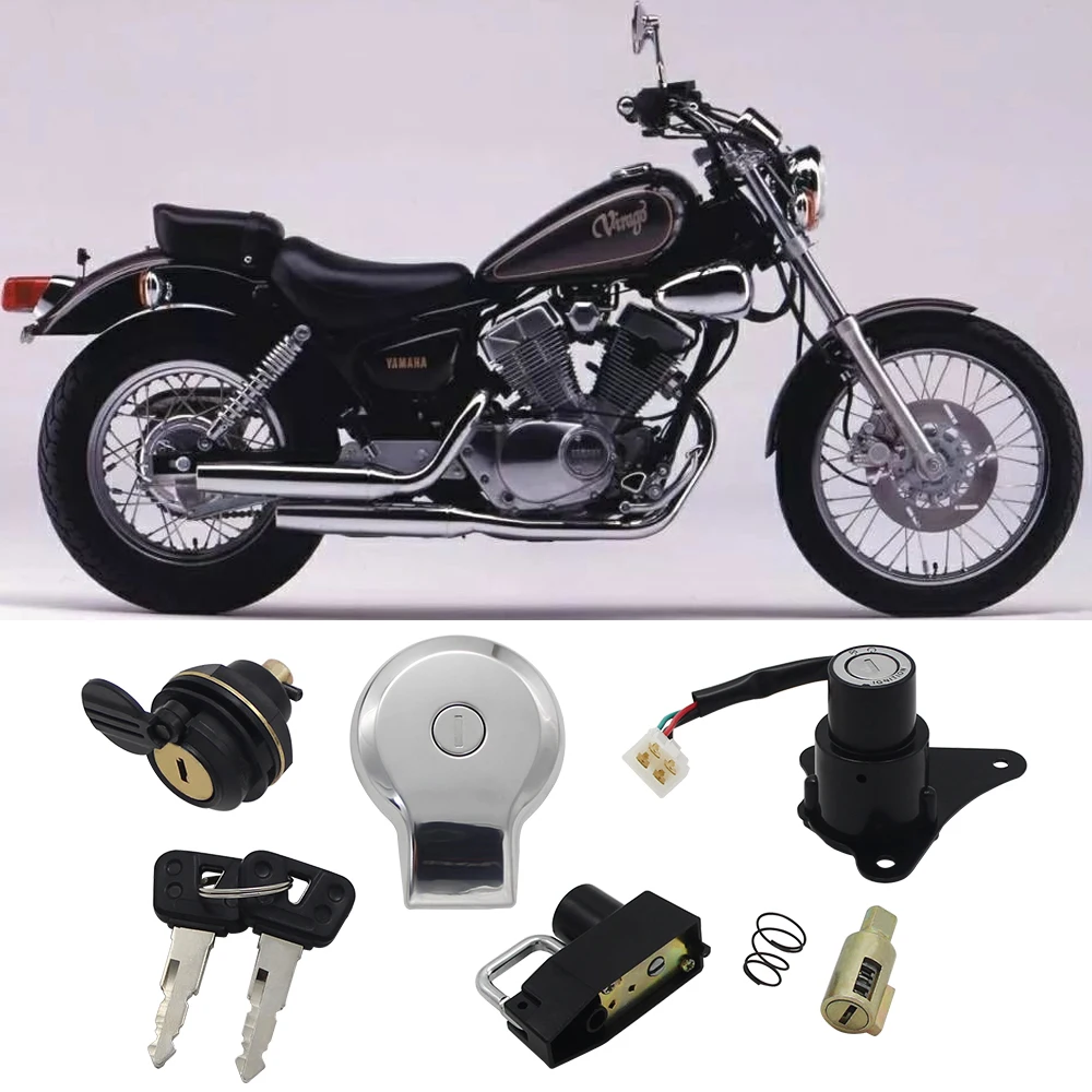 LPZ Motocyklowy korek wlewu zapłonu Zestaw blokady siedzenia do Yamaha VIRAGO 125 250 XV125 XV250 VIRAGO XV 125 250 Akcesoria