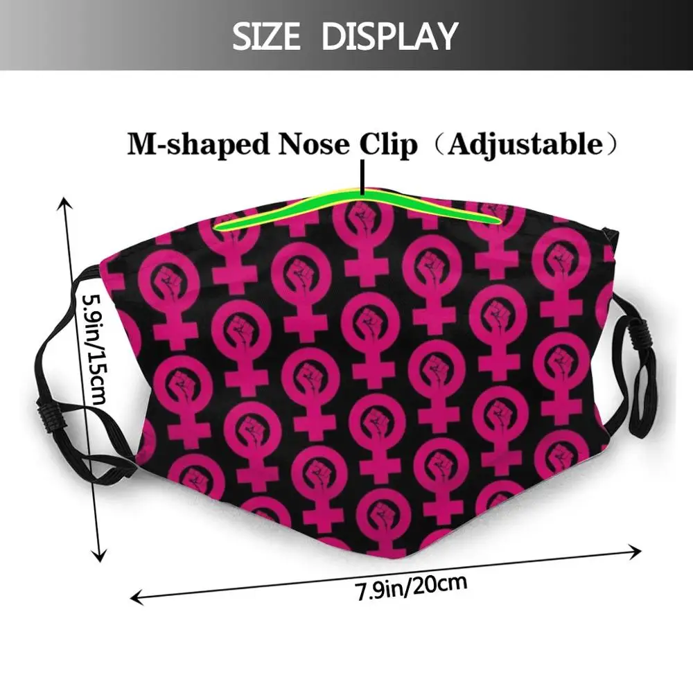 Feminist Woman Symbol Print Washable Filter Anti Dust Mouth Mask Feminism Feminist Woman Girl Power Sex Good Feminine Pink Girl