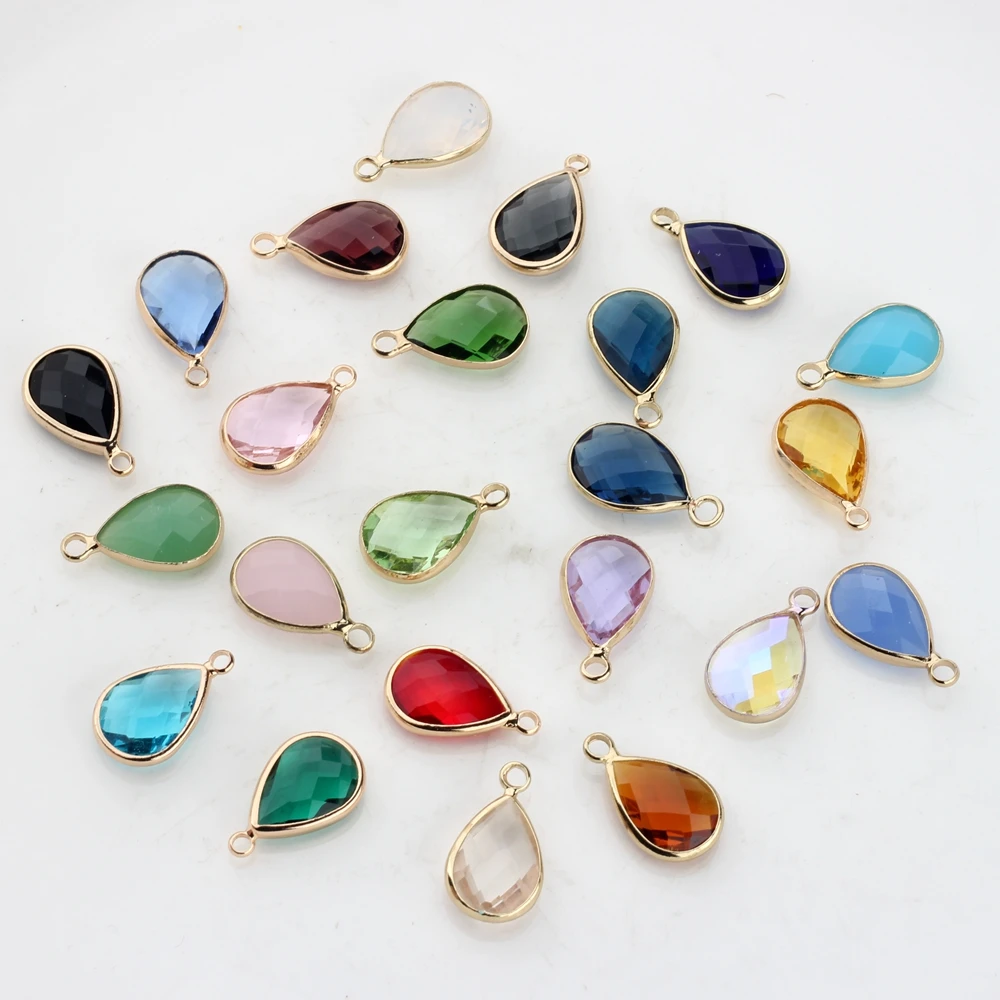 12pcs/lot Crystal Birthstones Mini Water Drop Charms 10*15MM For Glass Living Memory Locket DIY Accessories