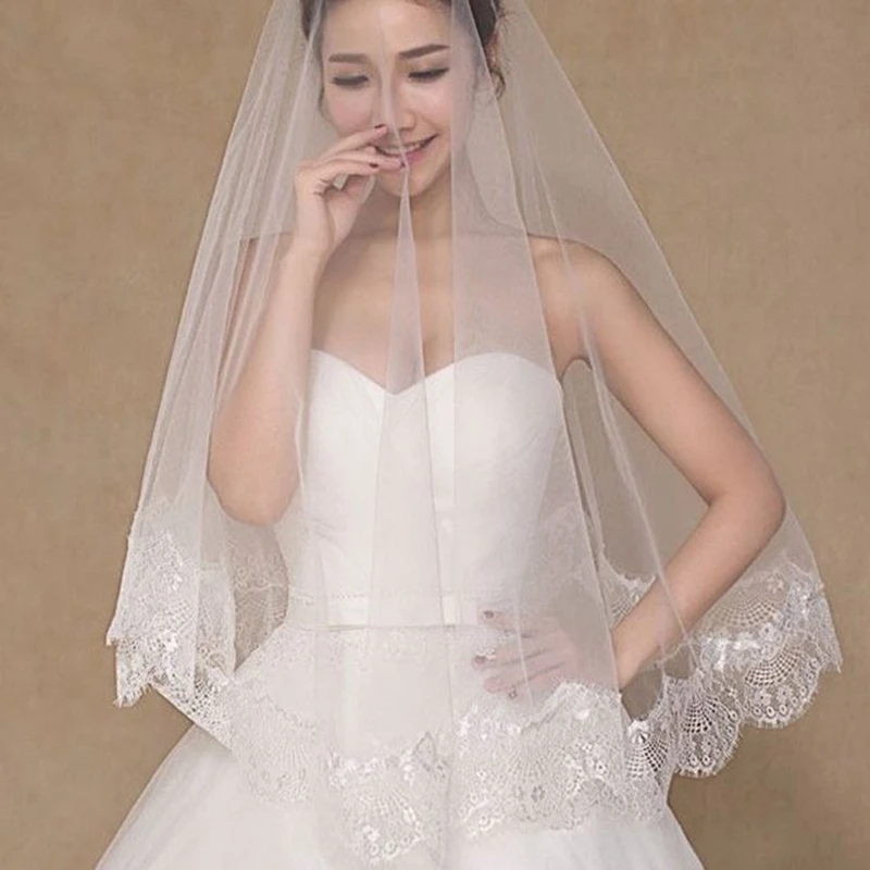 Nuovo arrivo bordo in pizzo veli da sposa Velo de novia Matrimonio accessori da sposa Velo nero spose Velo da sposa avorio