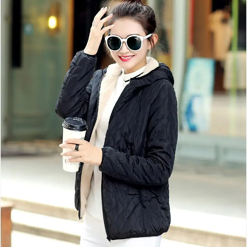 

Fashion Women Winter Hooded Coat Long Fleece Thin Slim Spring Basic Jacket Female Outerwear Short Girls Jaqueta Feminina