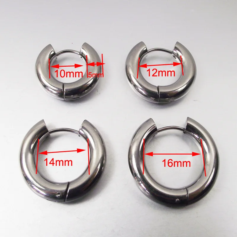 1pcs Extra thick 5mm wire Hoop Earrings for men women circle Stainless steel Rings ear Fashion jewelry Do not fade versatile