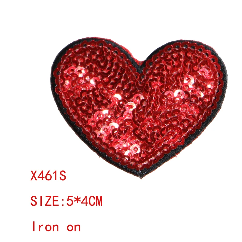 Various love heart-shaped sequins icon Embroidered Iron on Patch for Clothing DIY Stripes Clothes Patchwork Custom Badges